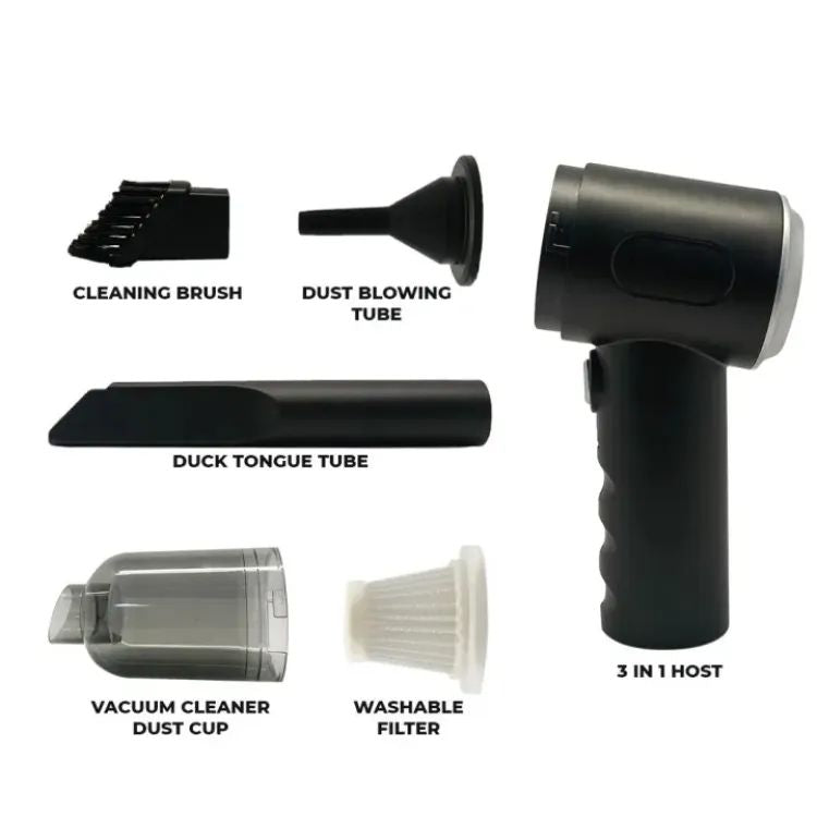 3-in-1 Portable Car Vacuum Cleaner – Powerful & Compact